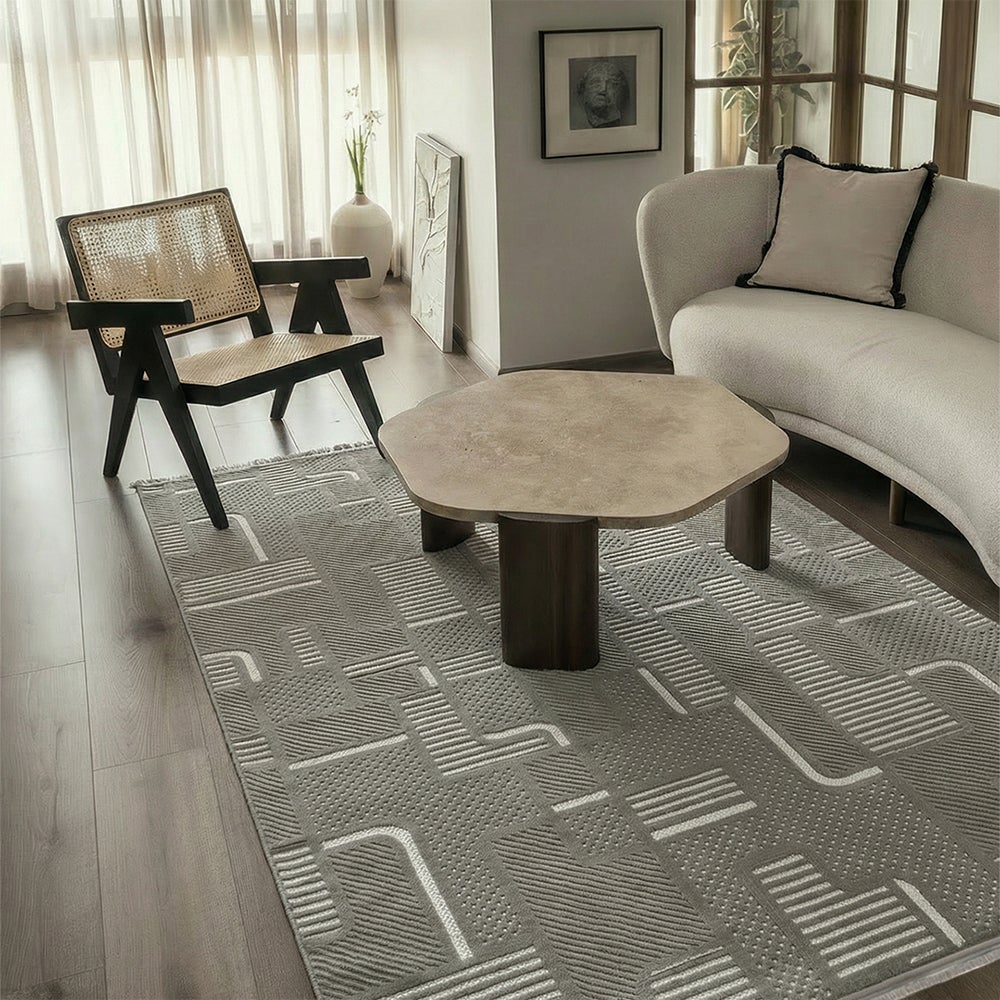 Alfombra moderna, geométrica Sora Vaga Mazovia 100x300cm - grafito ...
