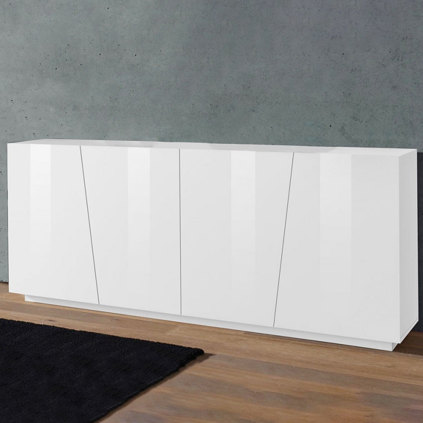 Web Furniture  Mueble Salón Aparador 200 Cm 4 Compartimentos 2 Puertas Brillante Vega Day Blanco , Leroy Merlin