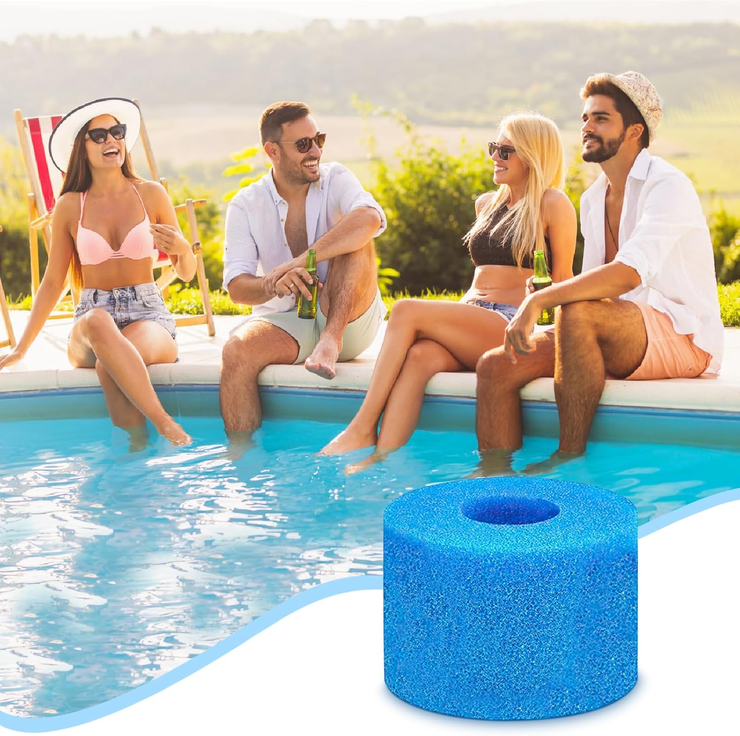 4 Cartouches Filtrantes En Mousse Type S1 Pour Piscine, Spa - Réutilisables, Lavables - Haute Densité