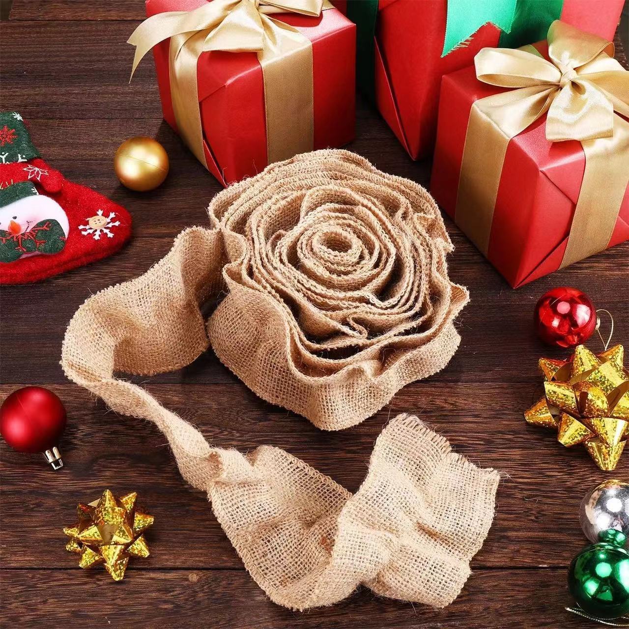 Guirlande de ruban pour sapin de Noël, bande lumineuse de 3 m x 6 rouleaux,guirlande de ruban à carreaux pour sapin, décoration de Noël - 2