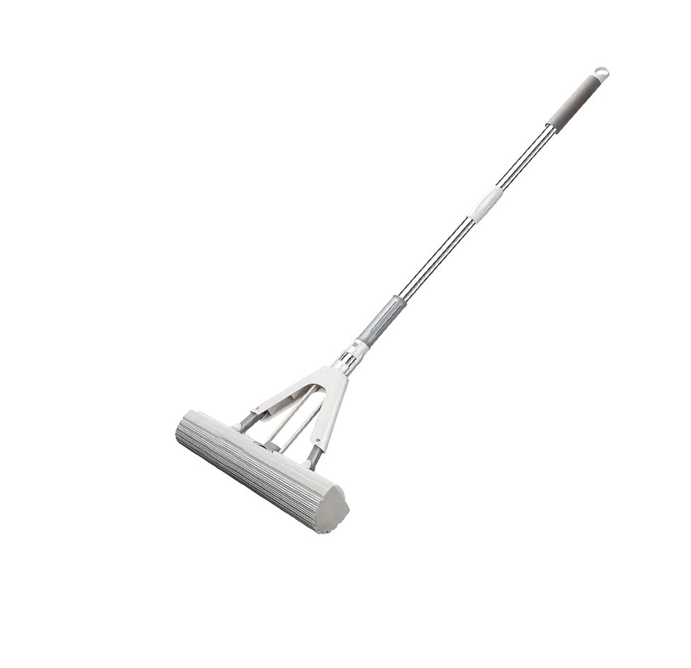 Mocio Spugna PVA Con Rullo Strizzatore, Manico Estendibile, 2 Ricariche Incluse, Per Pavimenti In Laminato E Piastrelle