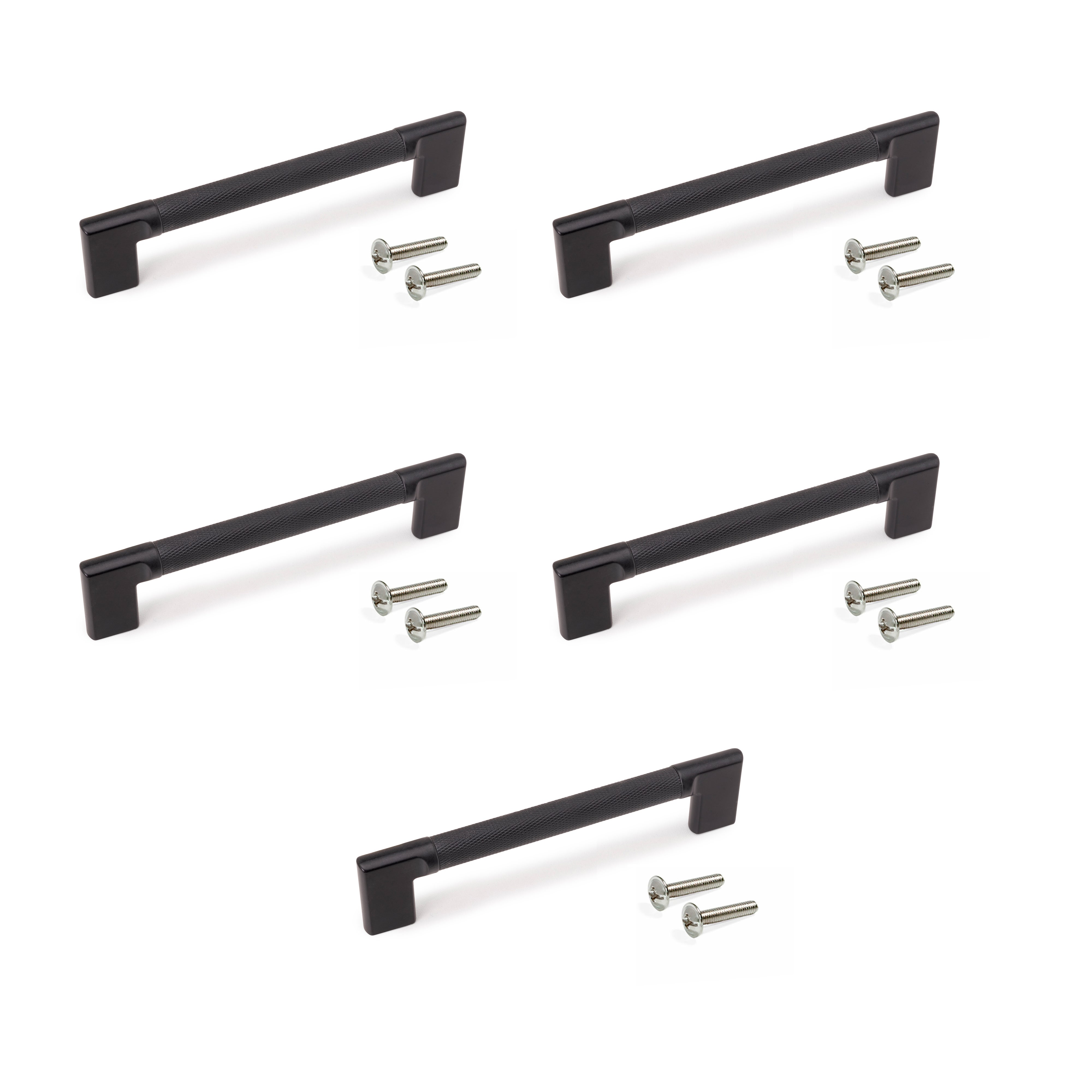 Emuca Pakiet 5 uchwytów meblowych Sofia, L189mm, Rozstaw 160mm, Aluminium, Malowane na czarno