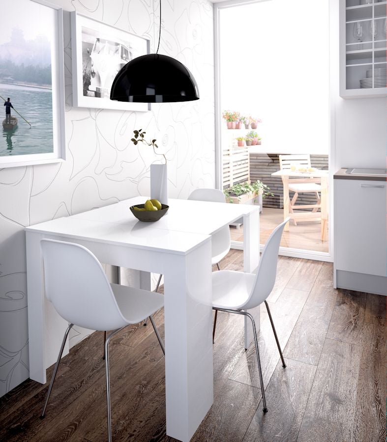 Console extensible en table 4-10 personnes - Decor blanc - L 239 x P 90 x H 77 cm - KIONA - 2