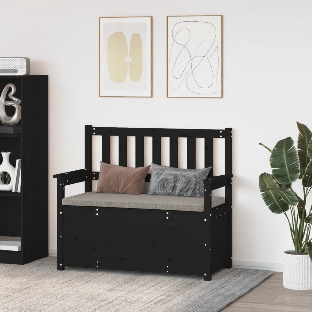 Banco interior | banco de madera maciza de pino negro 112,5x51,5x96,5 cm cfw65911
