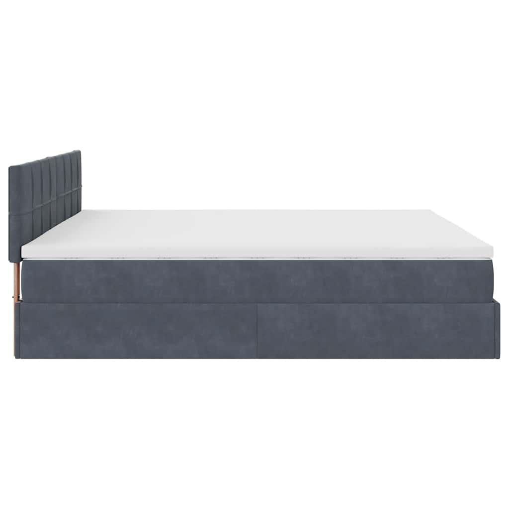 Cadre de lit pouf avec matelas gris foncé 200x200 cm en velours - 8