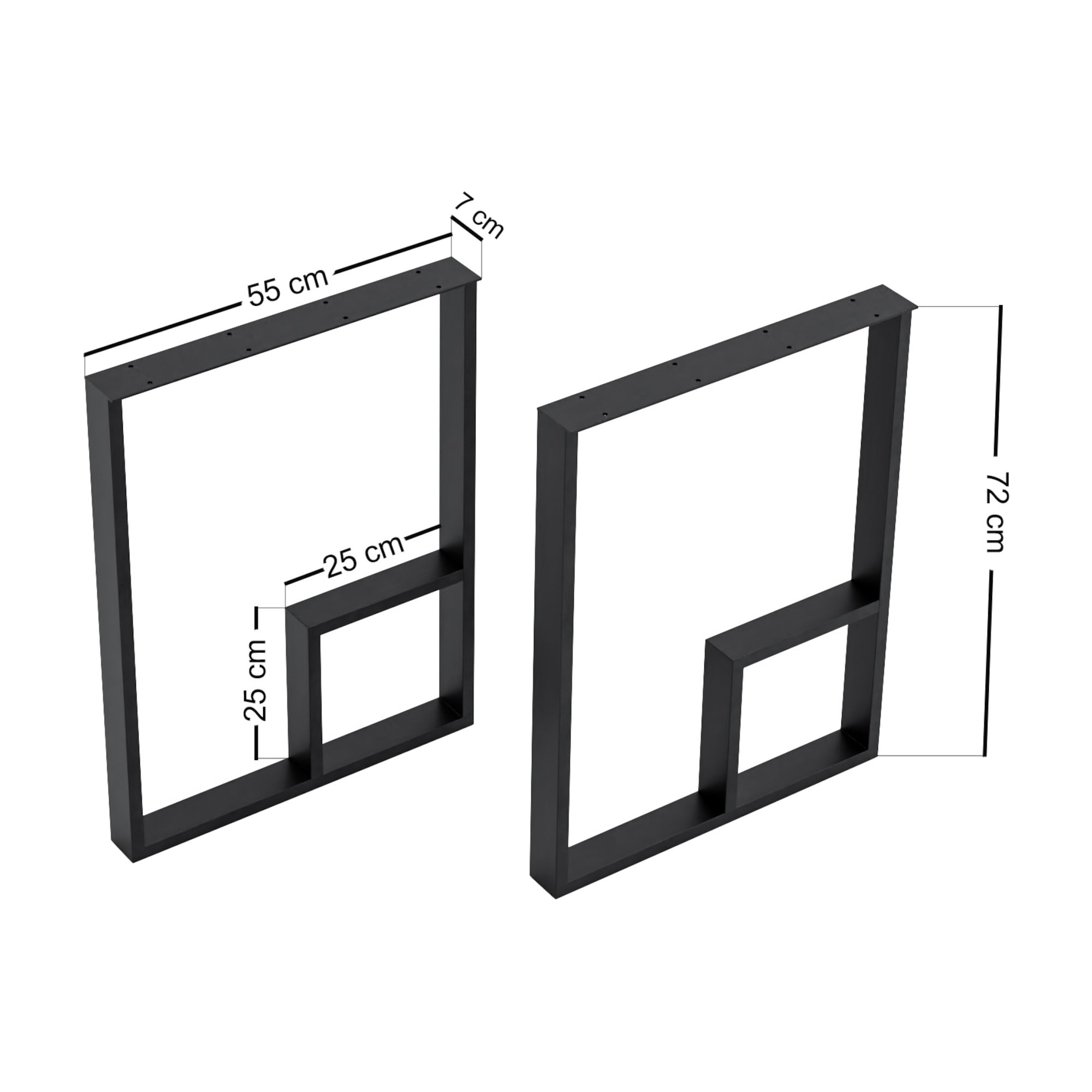 Set de 2 pieds de table Kauhava acier 72 x 55 x 7 cm noir [en.casa] - 2