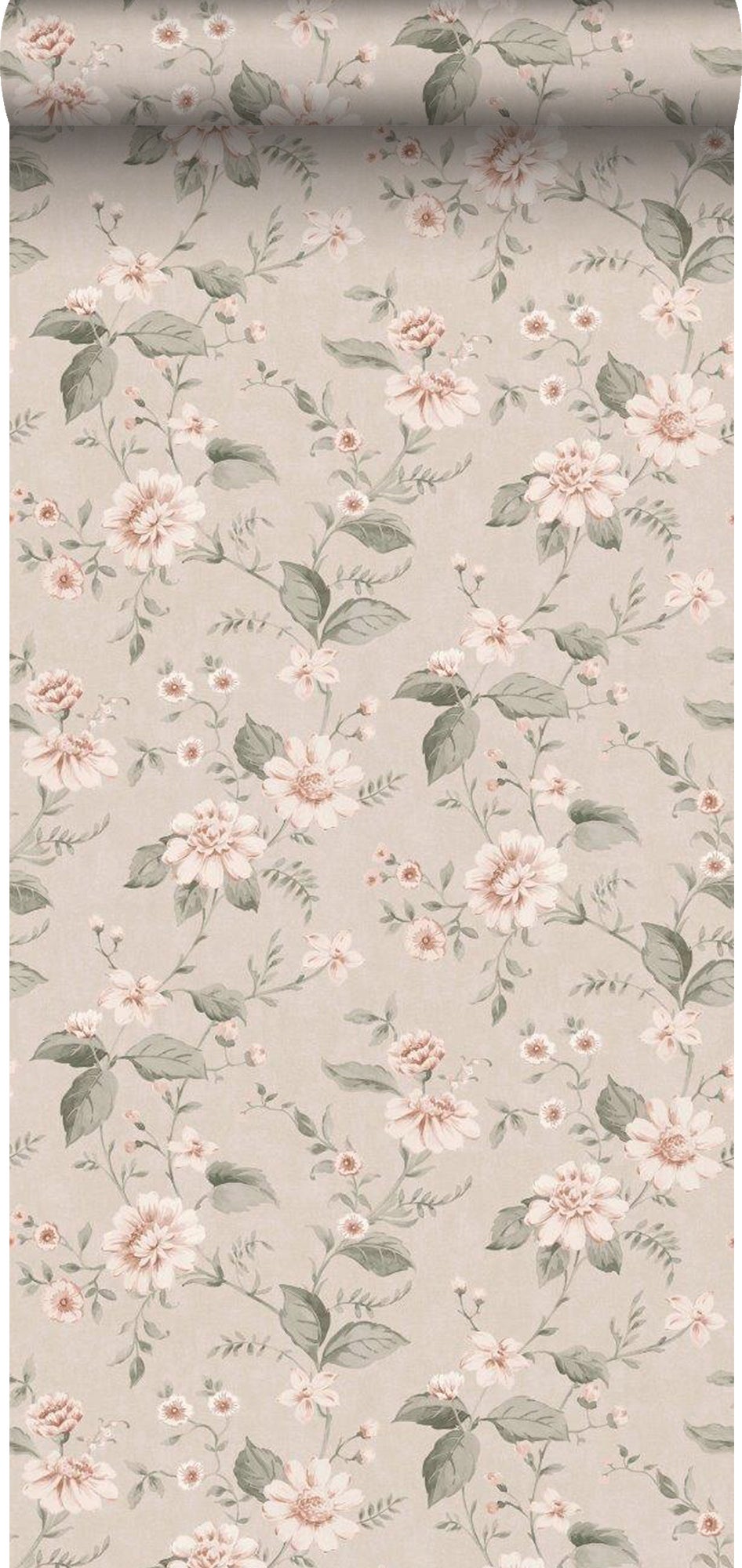 Papel pintado flores rosa - 53 cm x 10.05 m - borastapeter