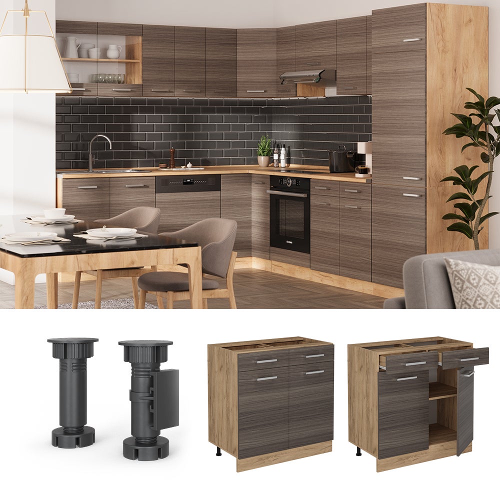 Vicco Meuble cuisine R-Line, Gris noble, 80cm sans PT - 3