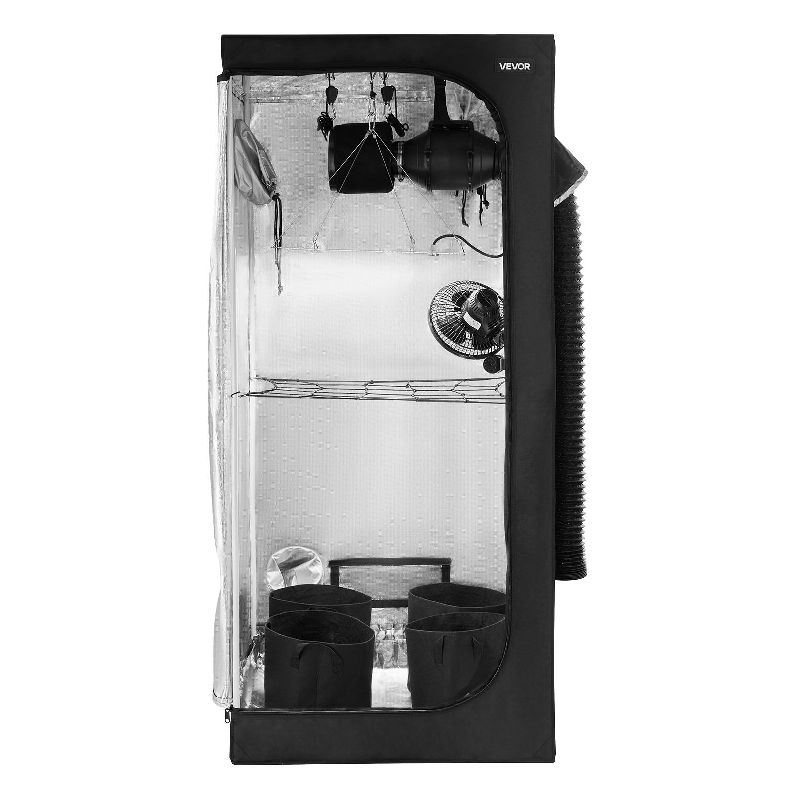 Chambre Culture VEVOR, 80x80x180 cm, Éclairage LED Spectre Complet, Système Ventilation, Mylar 600D Hautement Réfléchissant, pour Plantes Intérieur - 9