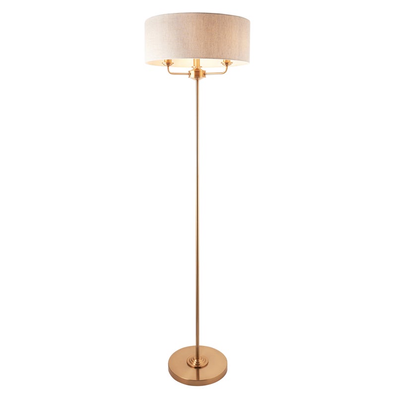 Lampa stojąca z abażurem HIGHCLERE vintage mosiężna 3xE14x6W metal wym:160x47x47cm IP20 Endon