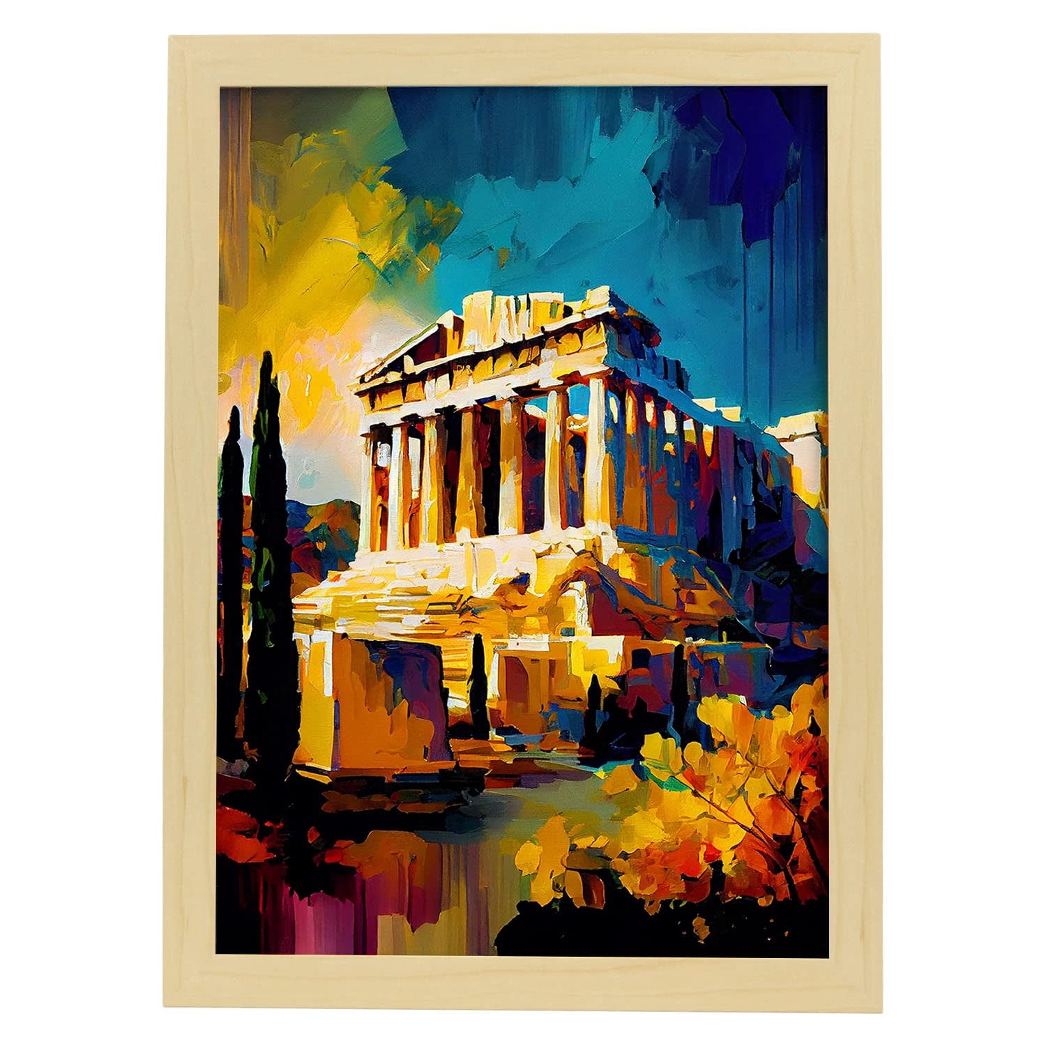 Nacnic poster de acrópolis en estilo pintura al óleo ilustraciones de monumentos en estilo fotográfico a todo color diseño y a3 marcos madera