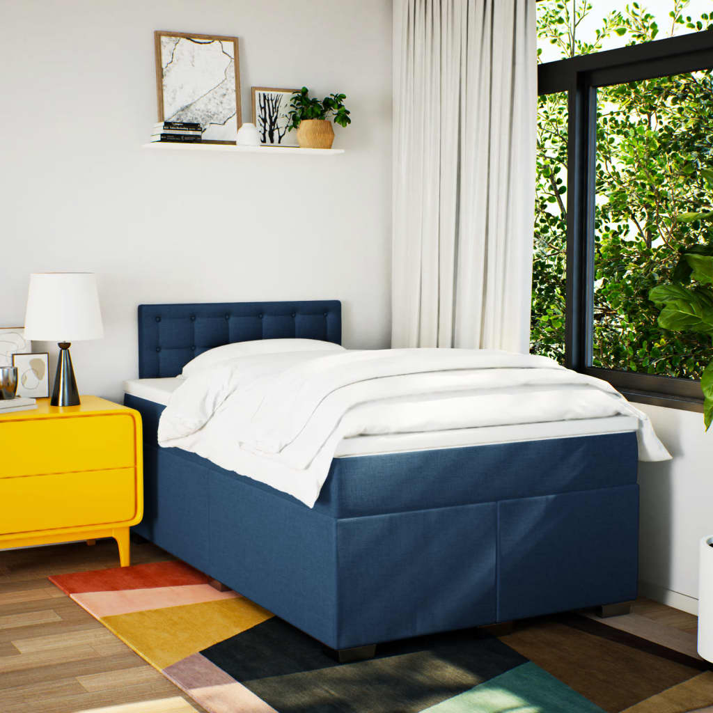 Sommier à lattes de lit avec matelas Bleu 120x200 cm Tissu - 3