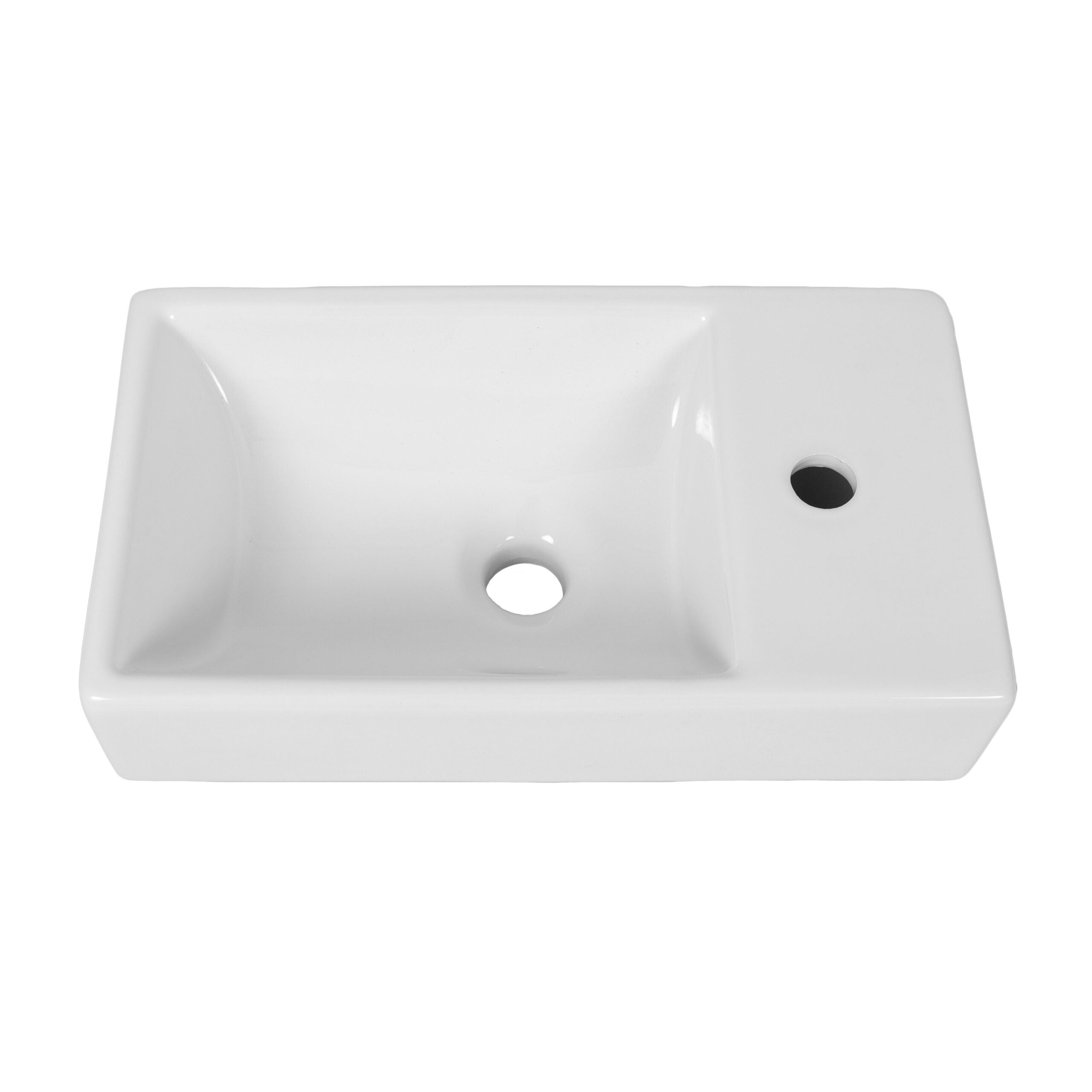Lave mains en céramique, rectangulaire VITA blanc l.45 x P.100 x L26 cm - LPP - 2
