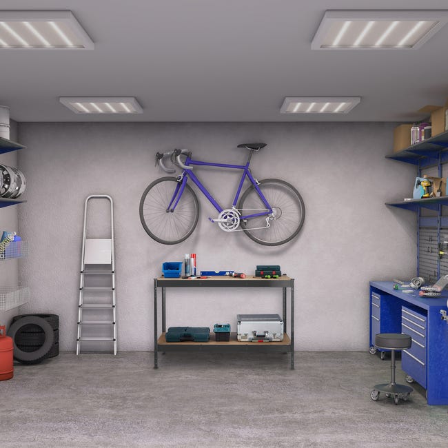 Banco Da Lavoro Relaxdays Con 2 Scaffali, Grigio, 91x141x61 Cm - Tavolo Regolabile Per Garage E Officina - Foto 6