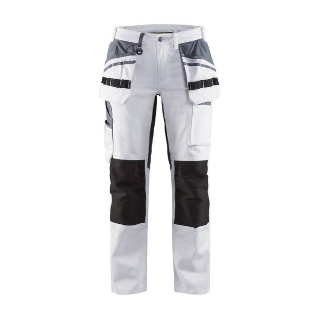Pantalon de peintre à genouillères femme Blaklader Stretch Blanc / Noir 38