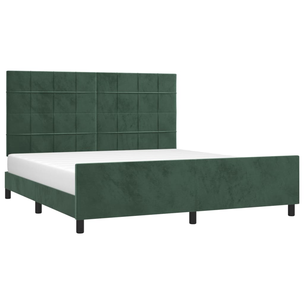 Cadre de lit sans matelas Vert foncé Velours - 3