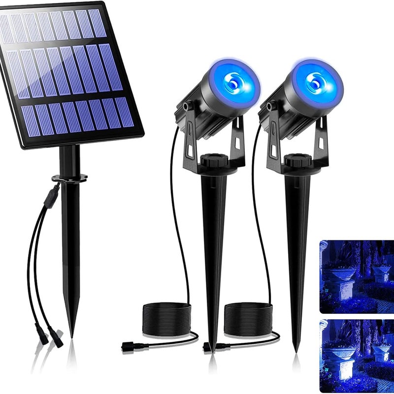 Solarna lampa zabezpieczająca do ogrodu, wodoodporna IP65, automatyczny przełącznik, odpowiednia na patio i do ogrodu, niebieska