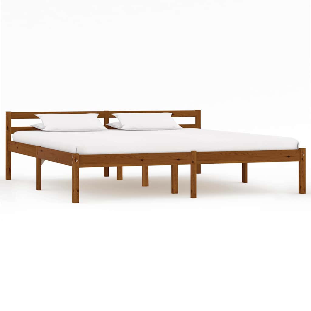 Cadre de lit sans matelas en bois massif de pin marron miel, pour la chambre, 160 × 200 cm - 2