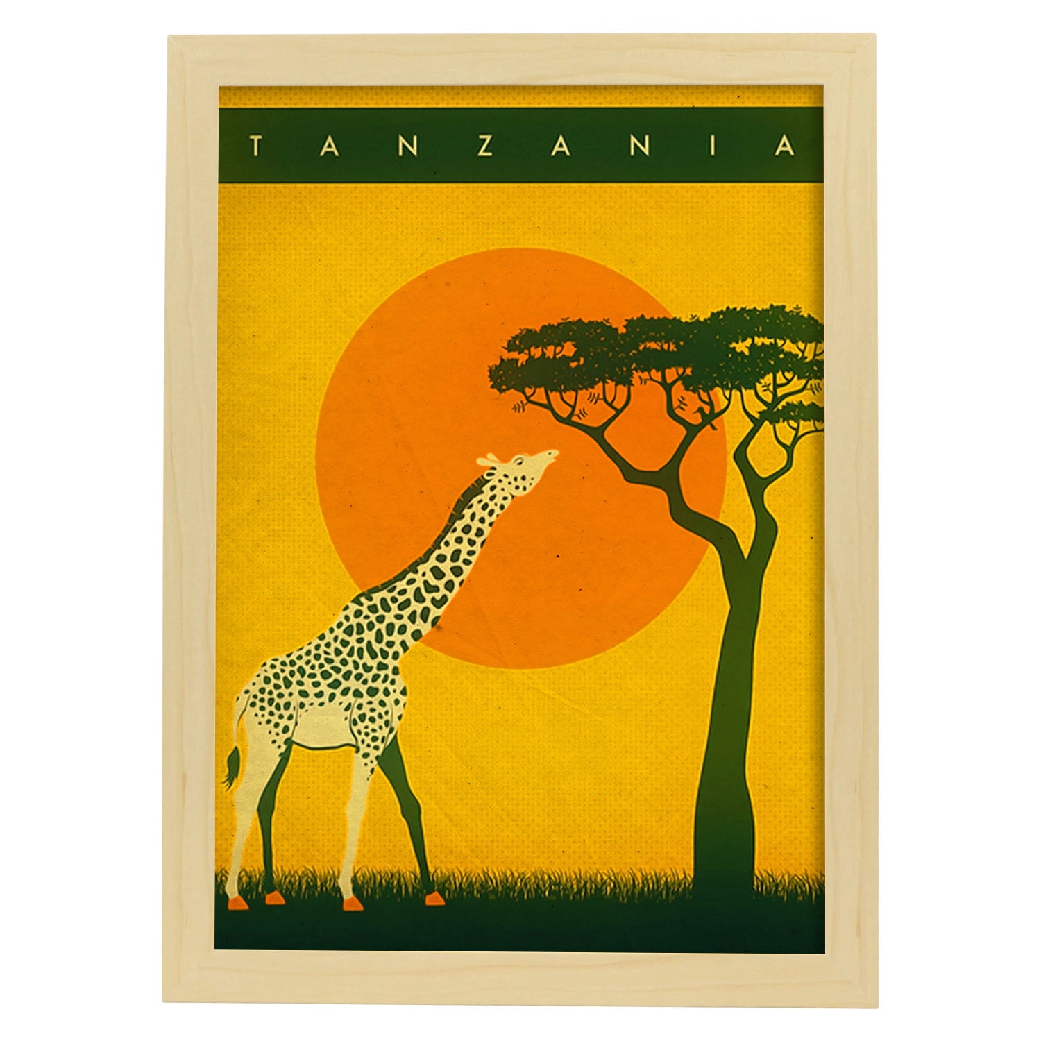 Poster vintage de girafa. con imagenes vintage y de publicidad antigua. marco blanco - a3