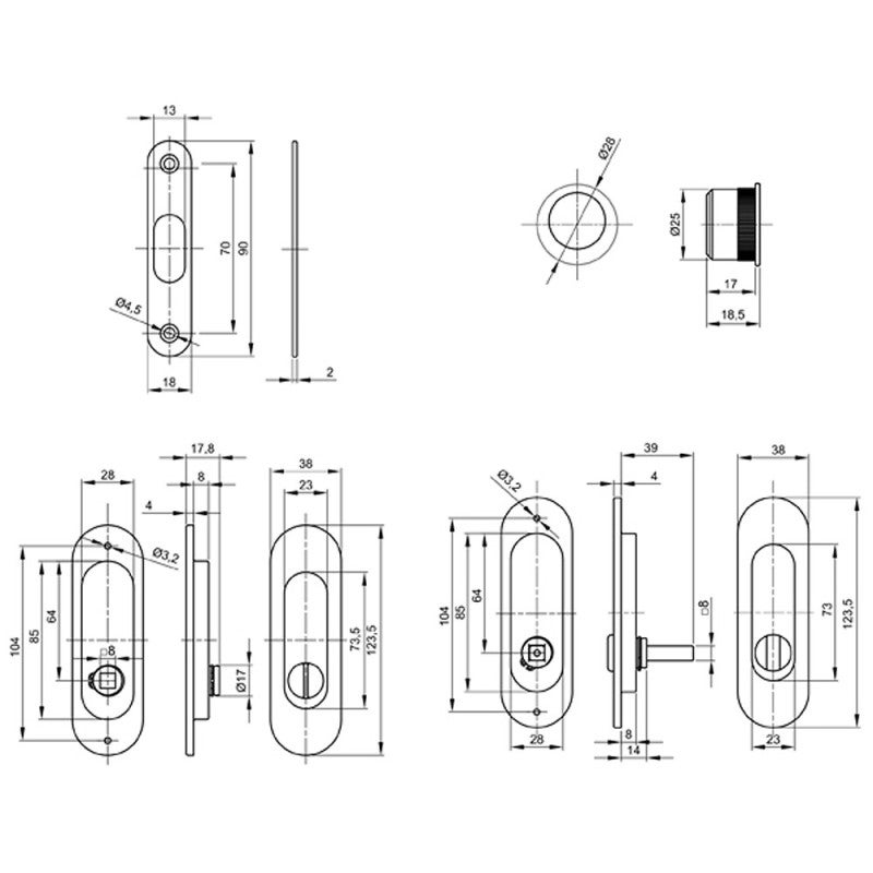 Kit serrure à condamnation, poignée ovale, acier finition chromé - 5
