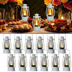 12 Mini Lanternes LED Noires – Décoration Halloween, Noël, Mariage, Jardin, Ambiance Chaleureuse