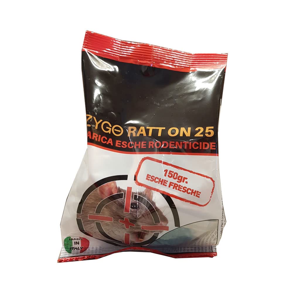RATT ON Esca Rodenticida In Pasta 15x10g - Brodifacoum 0,0025% - Anticoagulante Per Topi E Ratti