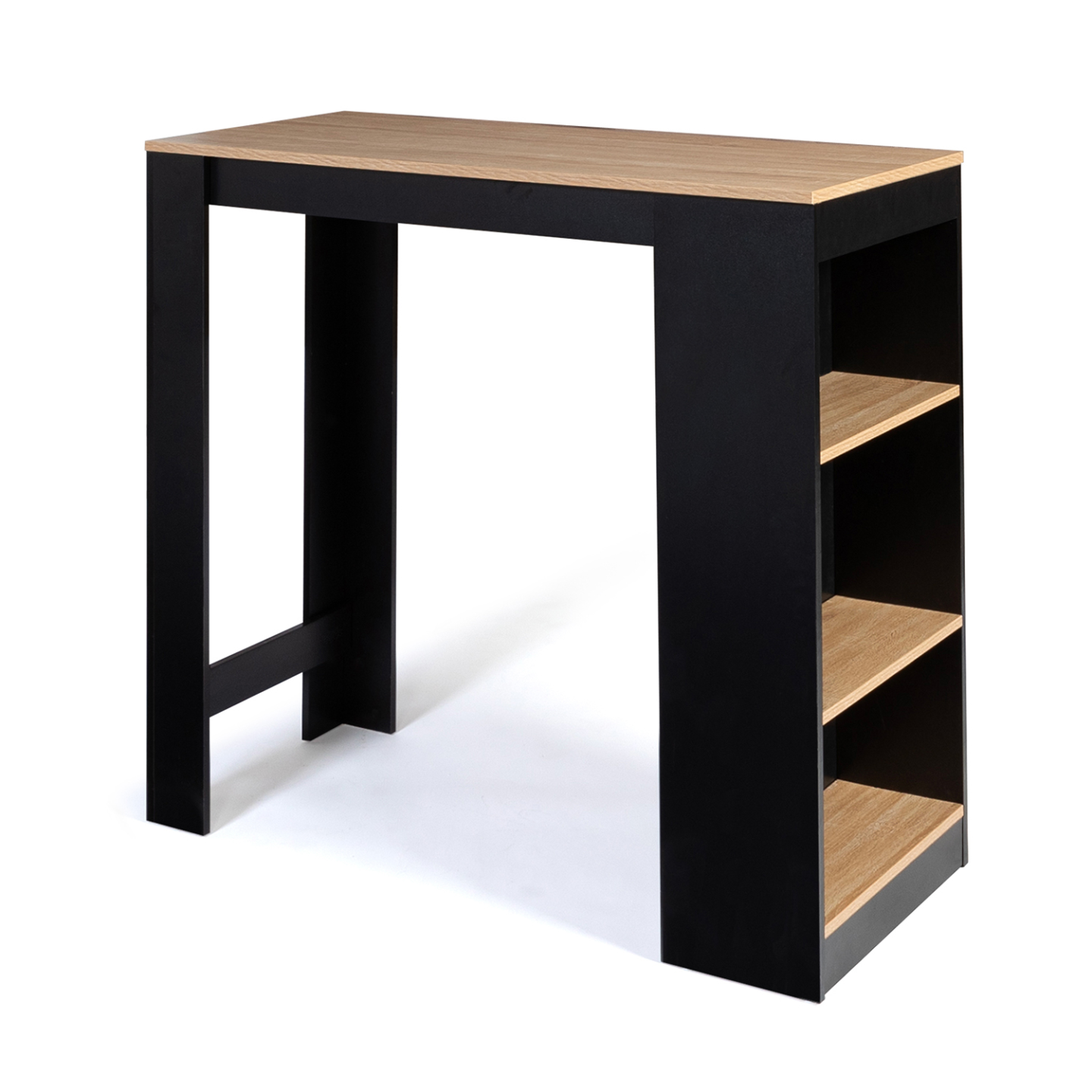 Table de bar BARTH 2 à 4 personnes bois noir plateau façon hêtre - 2