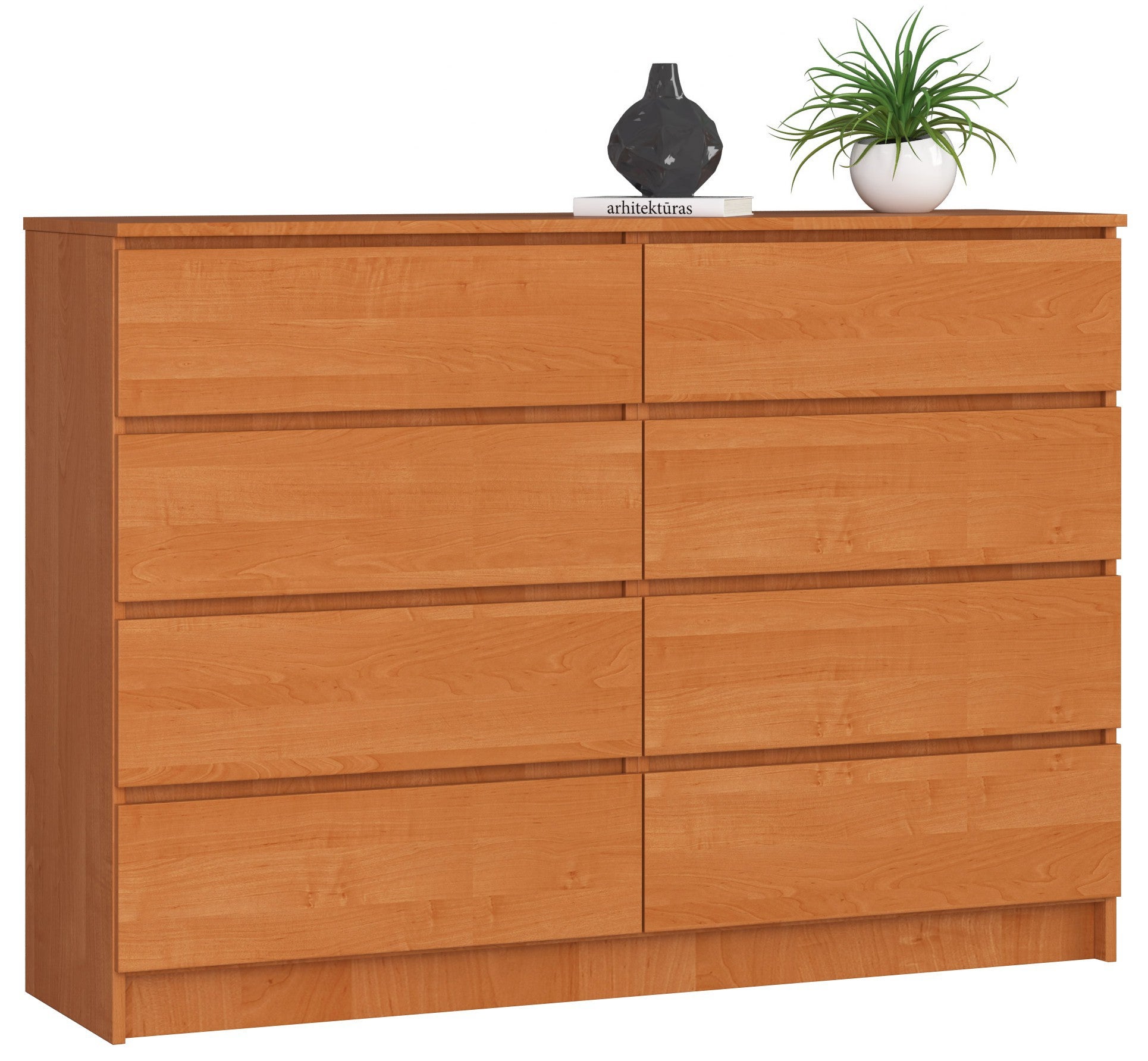 Komoda AKORD K140 Olcha 138 cm 8 szuflad kolor Olcha mat 138x40x99 cm