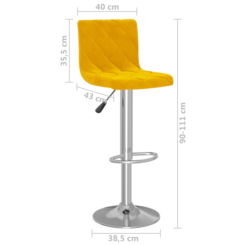 vidaXL Tabourets de bar lot de 2 jaune moutarde velours - 9