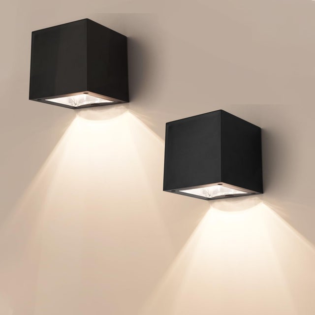 Lot de 2 appliques solaires d'extérieur, étanches IP65, lumière blanche chaude 3000 K, idéales pour jardin, clôture, serre et terrasse