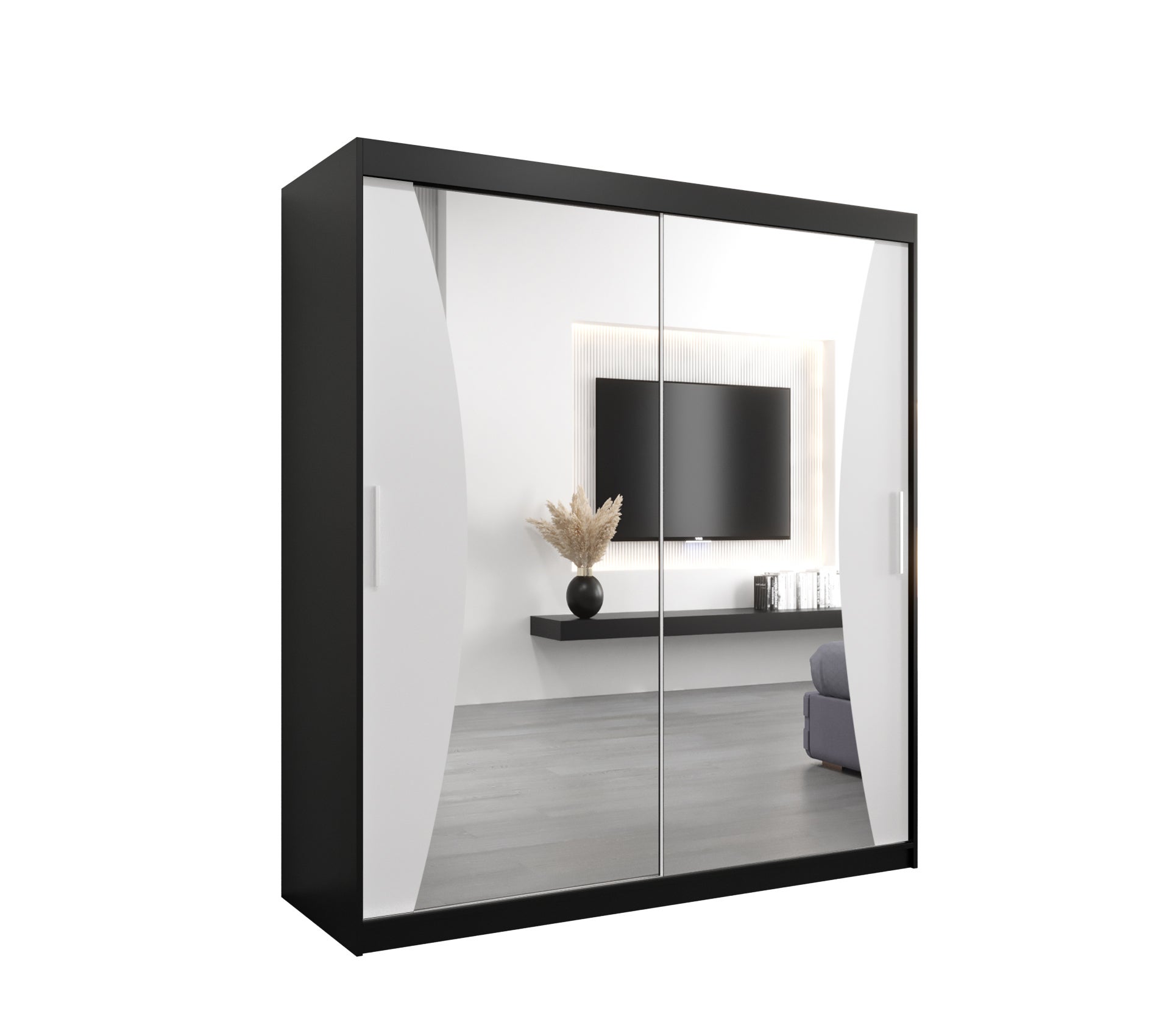 Szafa przesuwna garderoba MONACO 180 x 62 x 200 cm Czarny + Biały - Abiks Meble
