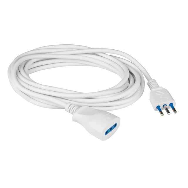 POLYPOOL | Prolunga elettrica da 3 Metri, Cavo H05VV-F 3x0,75mmq, Spina e Presa Italiana 10A 2P+T Colore Bianco Modello PP0381XAM