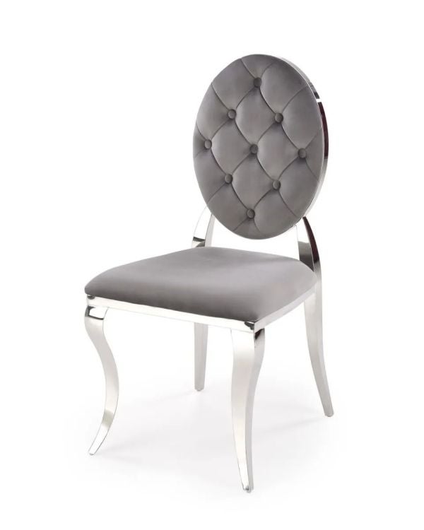 Krzesło tapicerowane K555 VELVET szare/srebrne