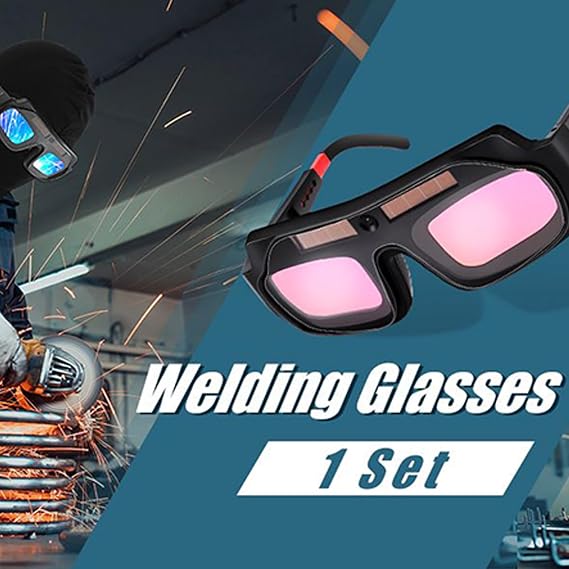 Lunettes de soudure - Lunettes de soudure avec auto-obscurcissement - Protection oculaire légère et flexible résistante aux UV pour travaux de const - 3