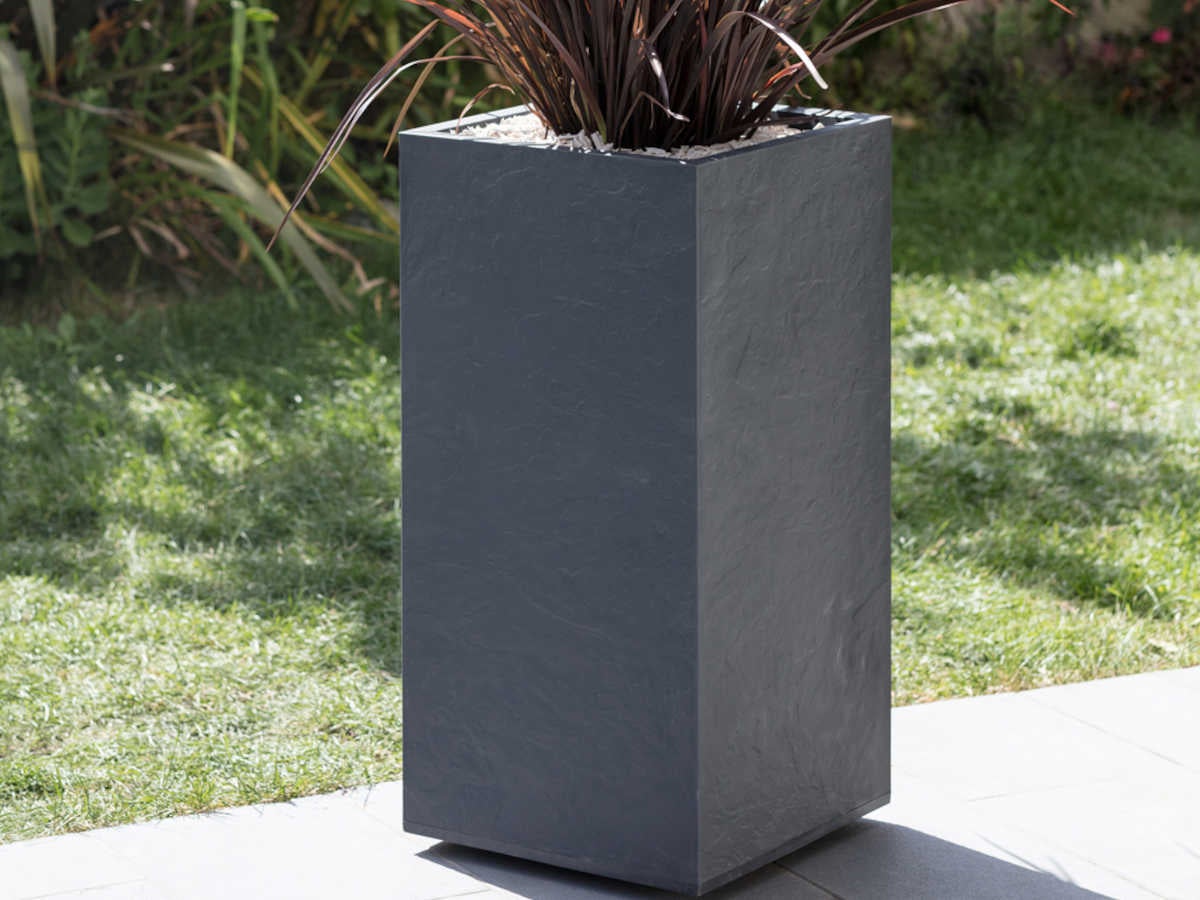 Pot de fleurs carré Haut Volcania - 39,5 x 39,5 x 80 cm - 31 L - Gris anthracite - Eda - 4