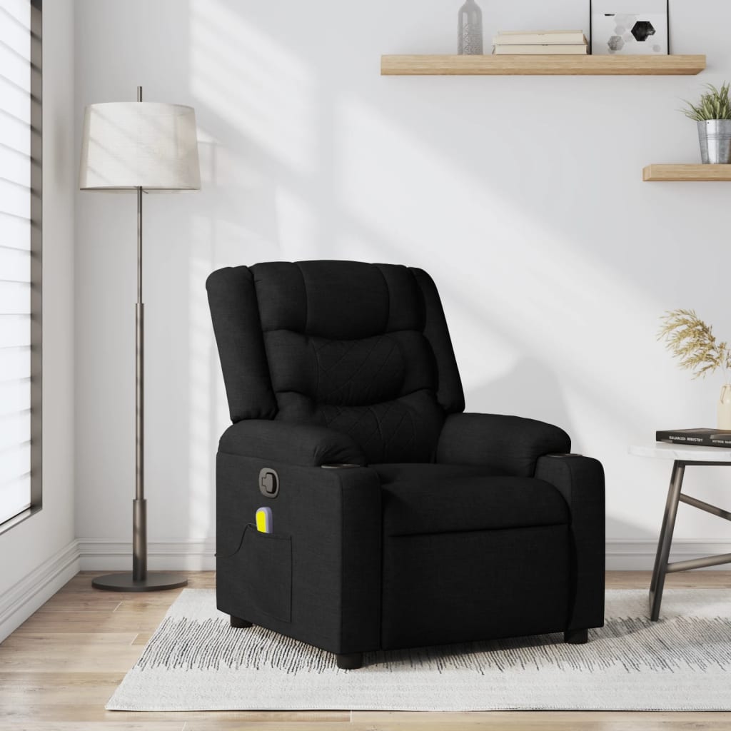 Fauteuil de Salon，Chaise，Fauteuil inclinable de massage noir tissu - 2