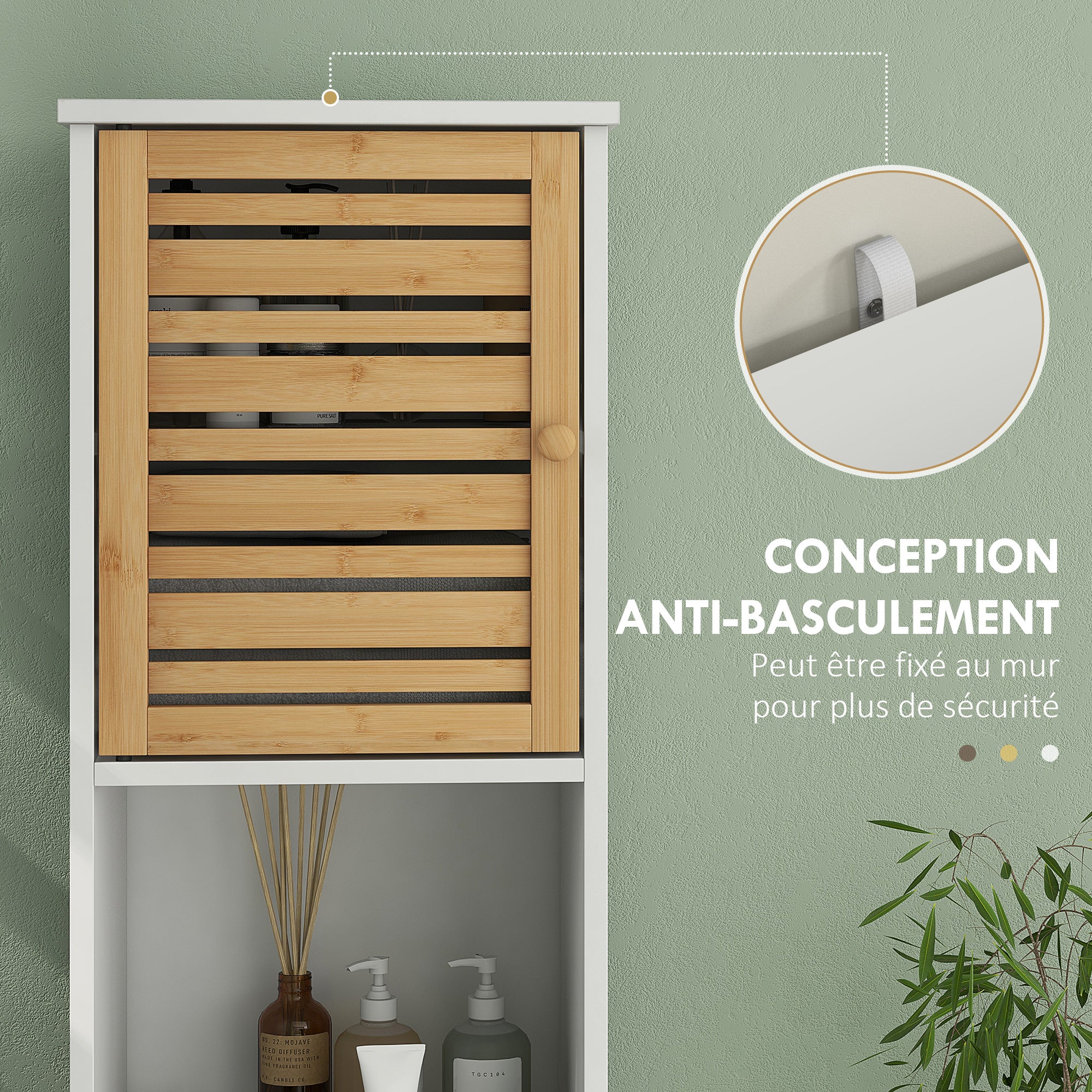 Meuble colonne salle de bain MDF blanc HOMCOM - 6