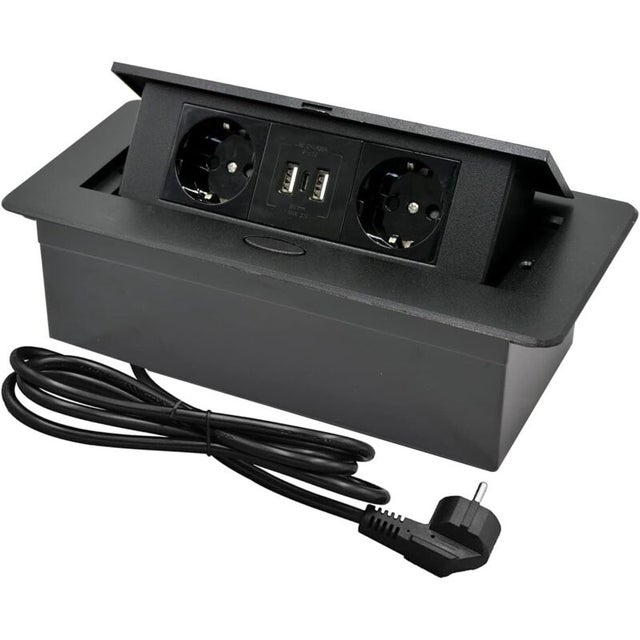 Régua de tomadas embutida para bancada, bloco de energia retrátil com 2 tomadas, porta USB e porta Tipo-C, régua de energia para bancada de cozinha, c