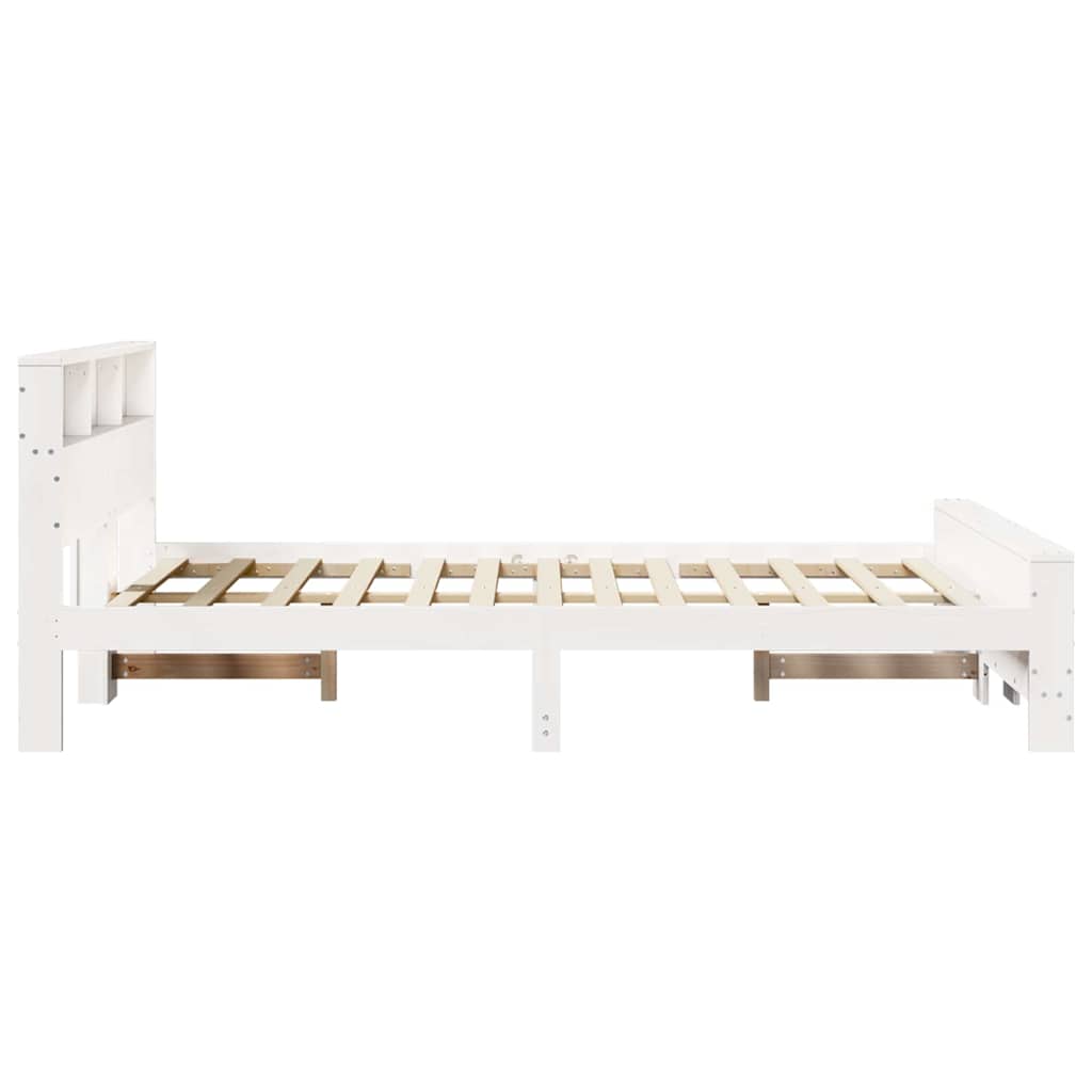 Cadre de lit avec étagère, blanc, en pin massif, 120 × 190 cm - 6