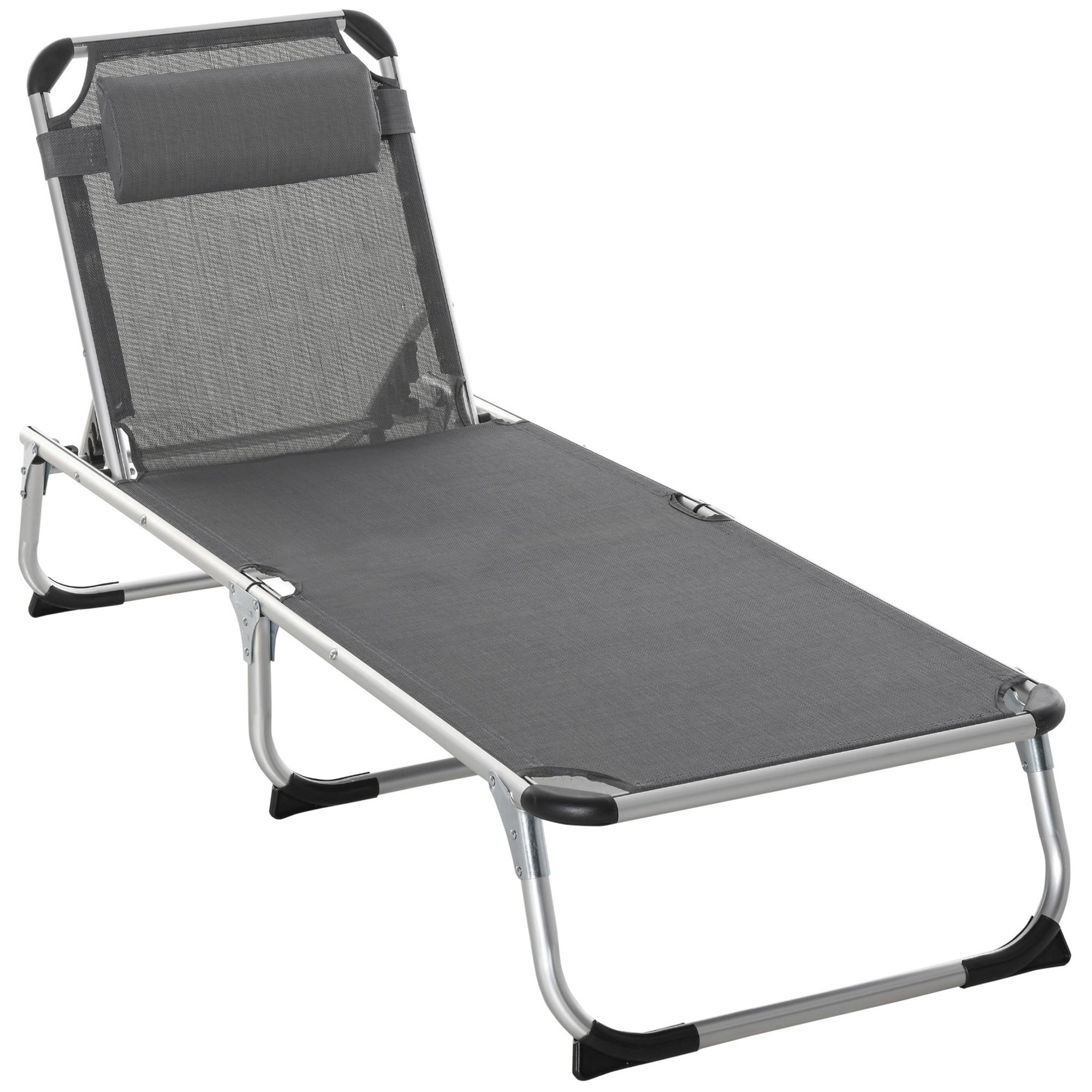 Sonnenliege Gartenliege Alu Stoffliege Ergonomique 5-Fach Verstellbar, Faltbar, Gris 170 x 60 x 76 cm