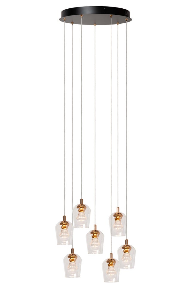 Lampa wisząca LED BERLIANE 4W ciepła 1050lm szkło złoto-przezroczysty-czarna wym:164,5x39x39cm IP20 Lucide