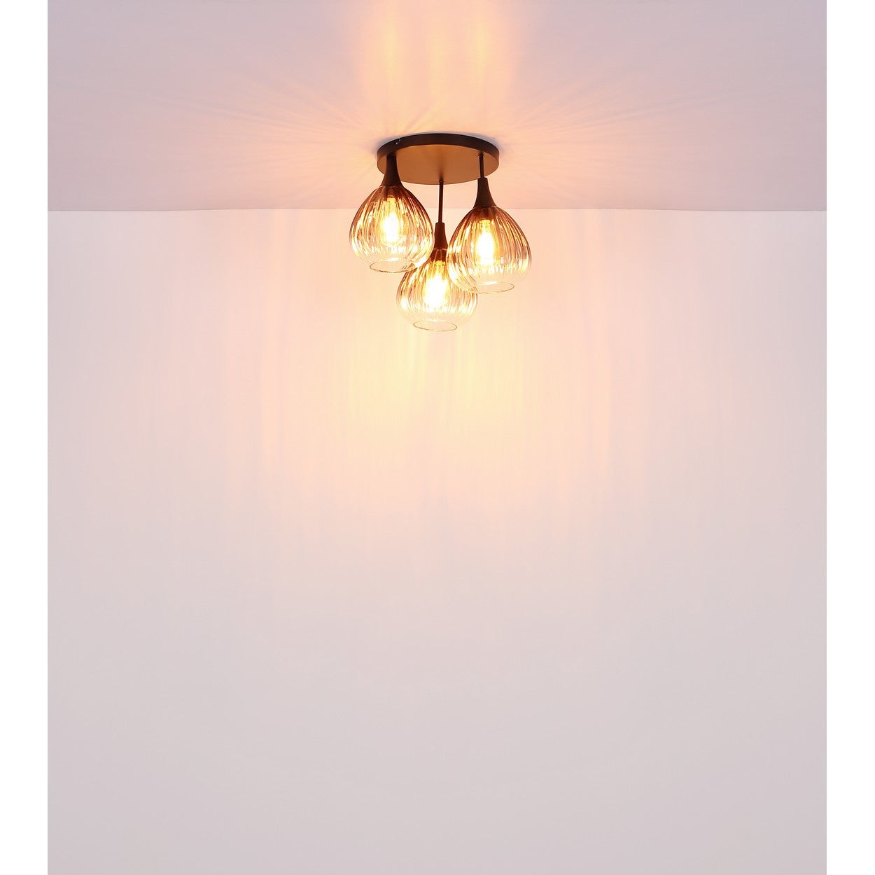 Globo Olsen Plafonnier Cluster Shade en verre fumé noir mat, 3 ampoules E27 - 5