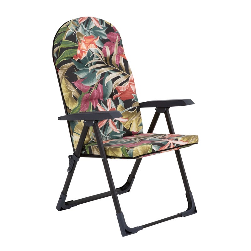 Fotel ogrodowy rozkładany Galaxy Black Edition motyw roślinny Patio