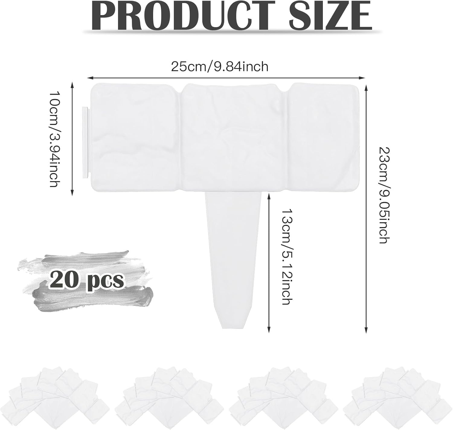 Bordure Jardin Plastique, Bordure de Jardin Exterieur Flexible 5m, 20 Garnitures Bordure Pelouse, 25 cm x 23 cm(L x H), Blanc - 2
