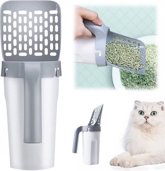 Pá para lixo de gato, pá para lixo de gato de grande capacidade com saco de lixo, pá para lixo de gato durável e fácil de manter