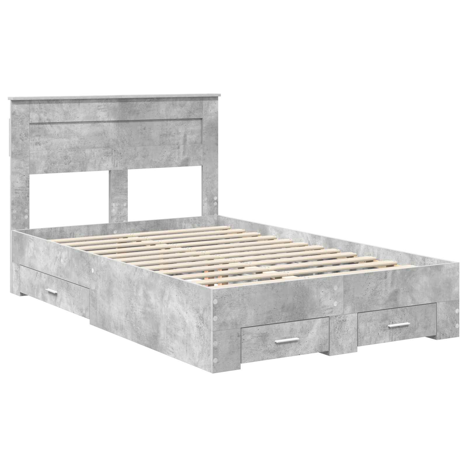 Cadre de lit gris béton 135 x 190 cm panneau de bois - 4
