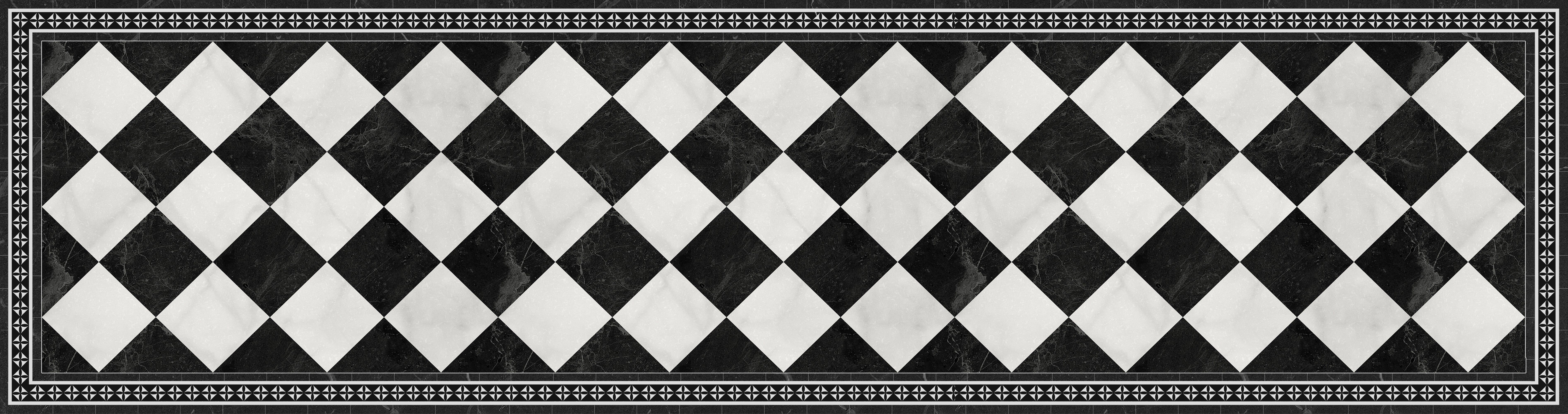 Tapis antidérapant en vinyle Galileo 66x250 cm -PVC imprimé, lavable, ignifuge, pour le salon et la cuisine, style hydraulique - 2