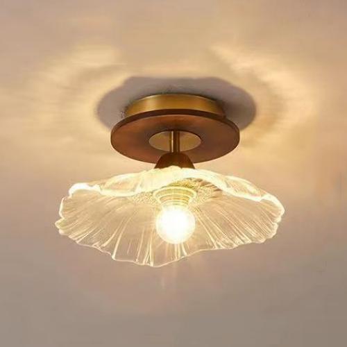 Lampa wpuszczana w sufit w kształcie kwiatu, Petal, [orzech + przezroczysta], światło trójkolorowe, 220 V, gniazdo E27