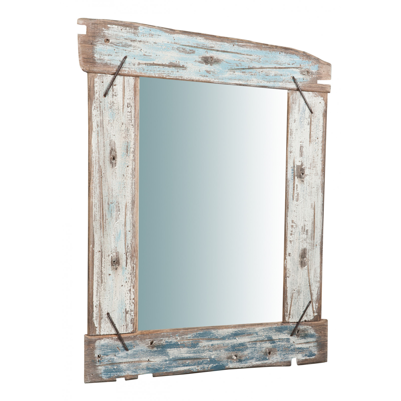 Espejo de madera maciza pintado a mano - made in italy - adecuado como espejo de baño o de dormitorio - [65,5x3,5x86] cm