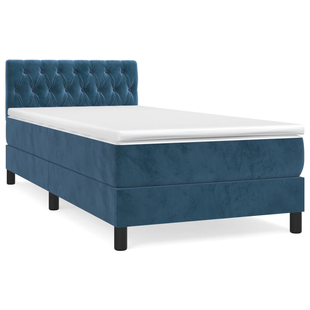 Lit à sommier tapissier avec matelas Bleu foncé 100x200 cm - 2